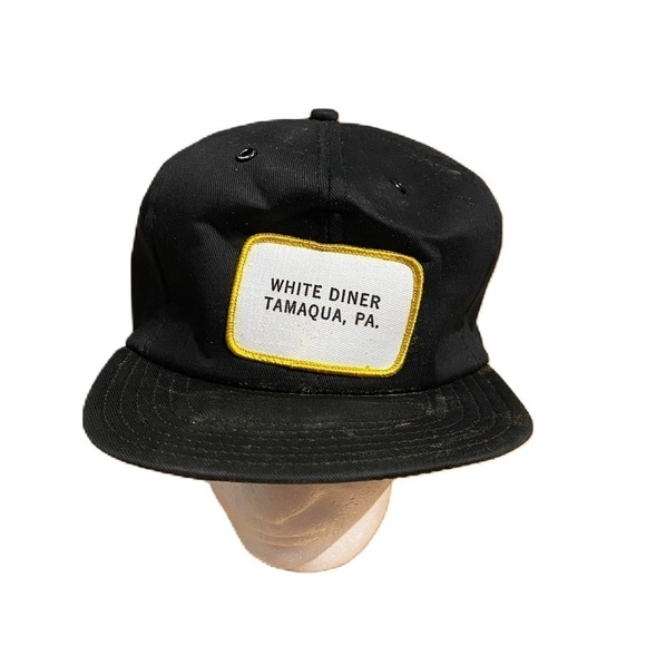 Vintage White Diner Tamaqua Pennsylvania Black Patch SnapBack Hat Trucker - Picture 1 of 9